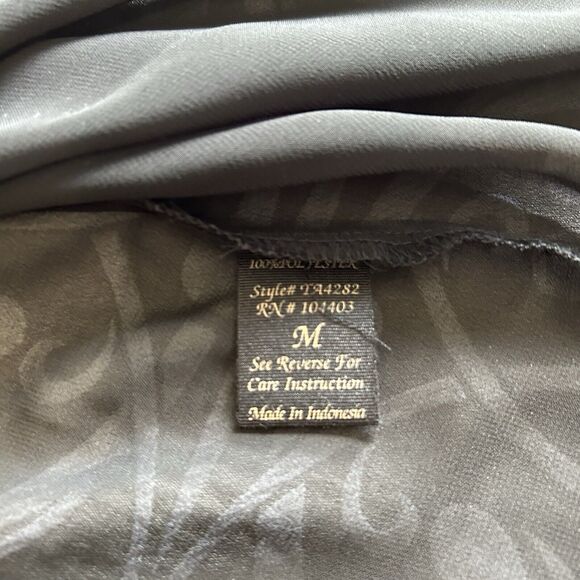 Edge Top Women M Black Leopard Gold Button Sheer Collar Office Party Maximalist - Picture 4 of 12